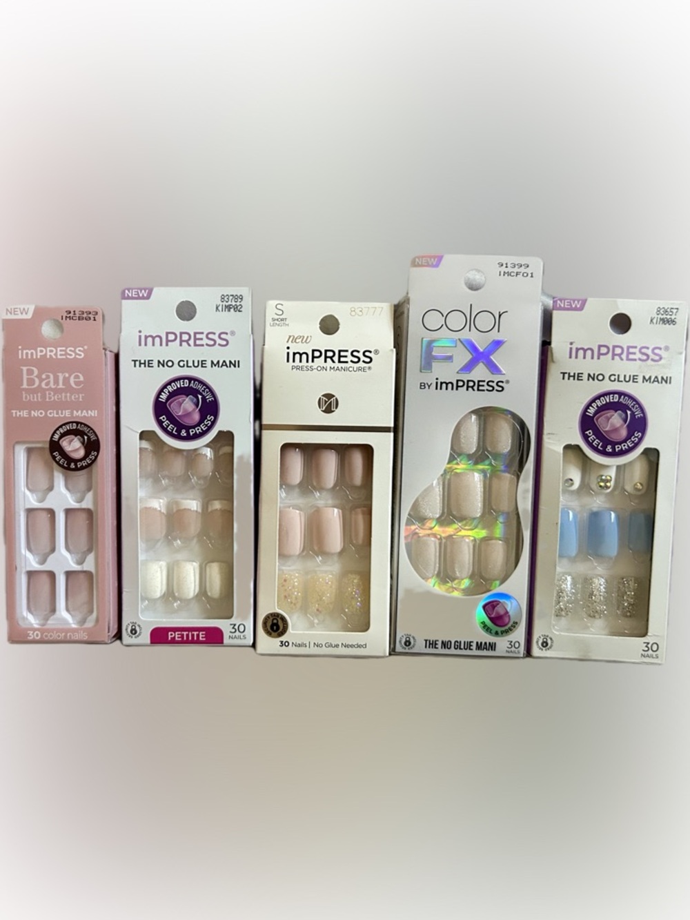 Kiss imPRESS variety pack Press-On Nails glitter accents petite short no glue